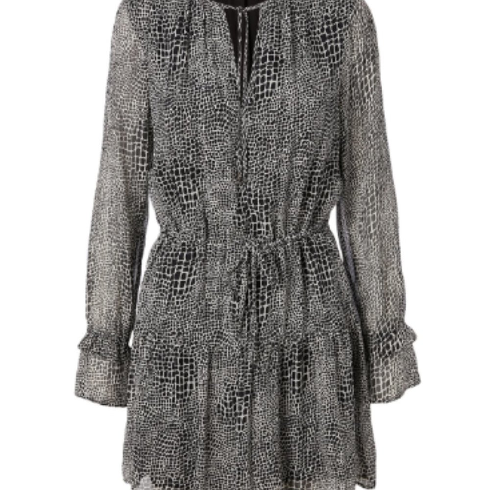 Paige | Francie Crocodile Print Silk Dress | Size Small